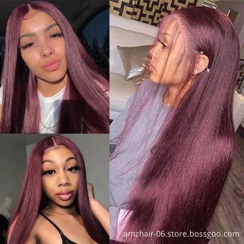 27 99J 30 Raw Brazilian 100% Virgin Human Hair Hd Full Lace Frontal Wig Cheap Colored Lace Front Wig Human Hair For Black Women